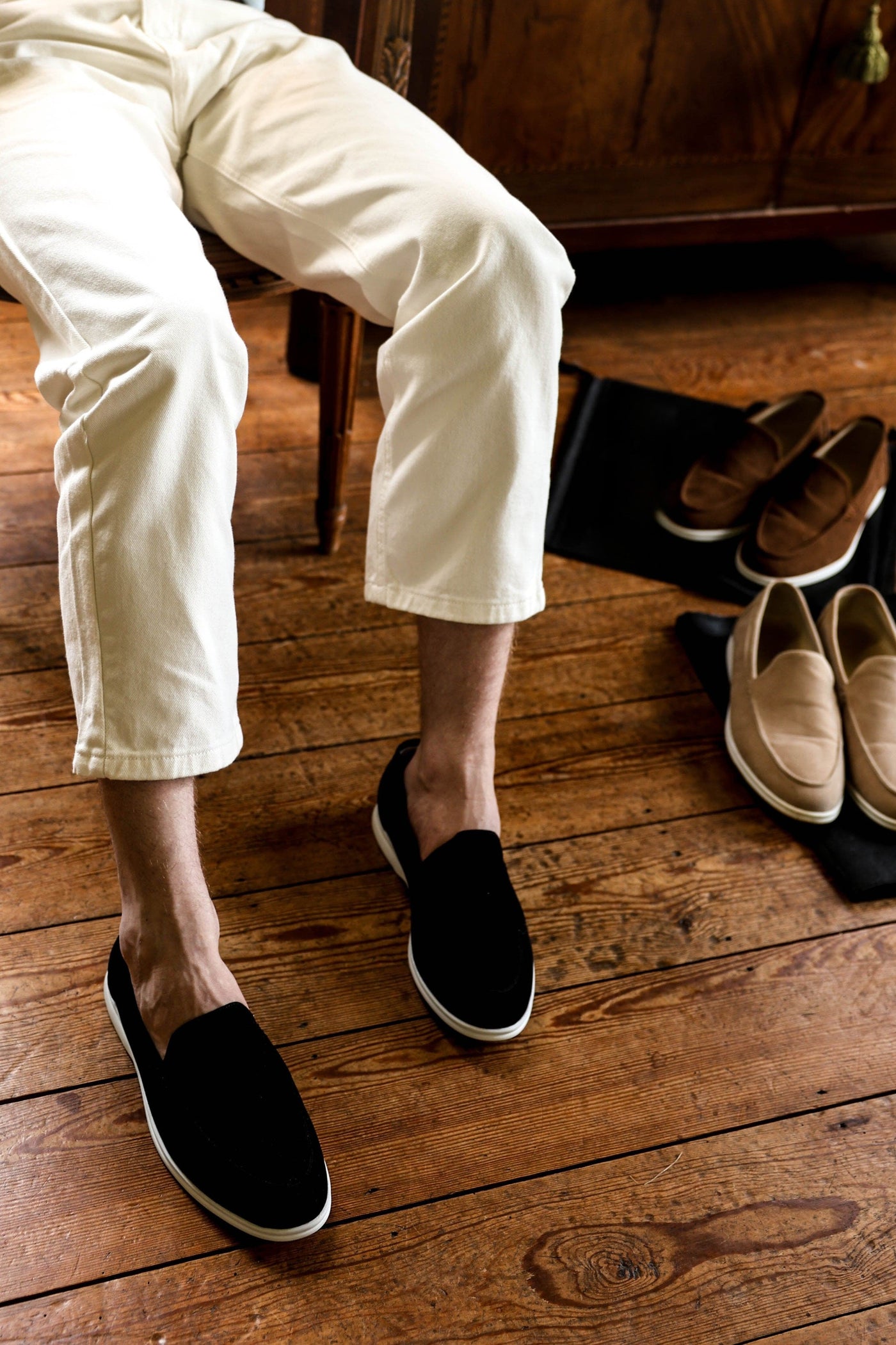 Alvin - Niedrige schwarze Wildleder-Loafer