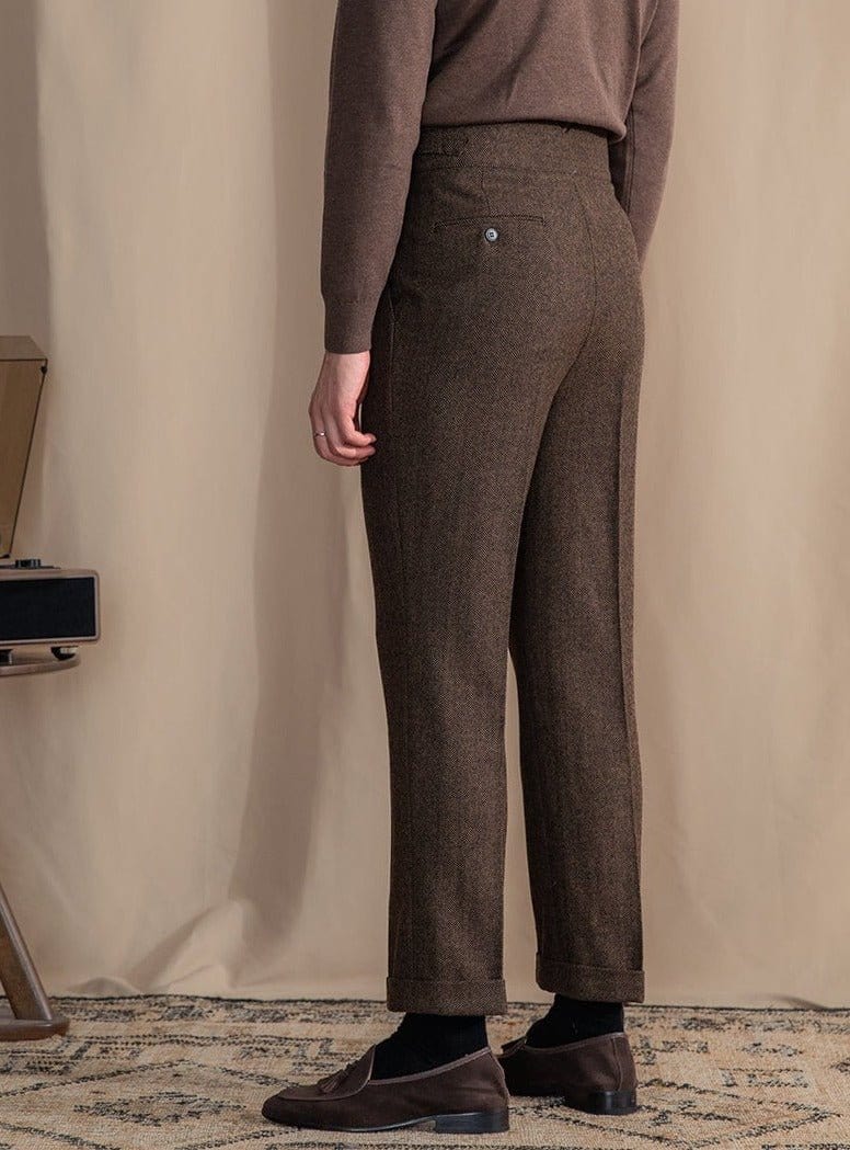 Klassische Wollmischung Plissierte Hose Herren
