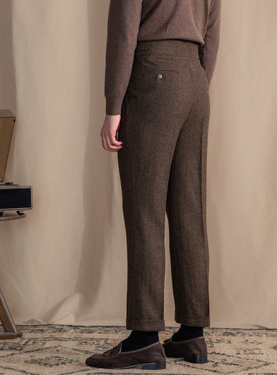 Klassische Wollmischung Plissierte Hose Herren