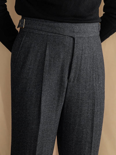 Klassische Wollmischung Plissierte Hose Herren