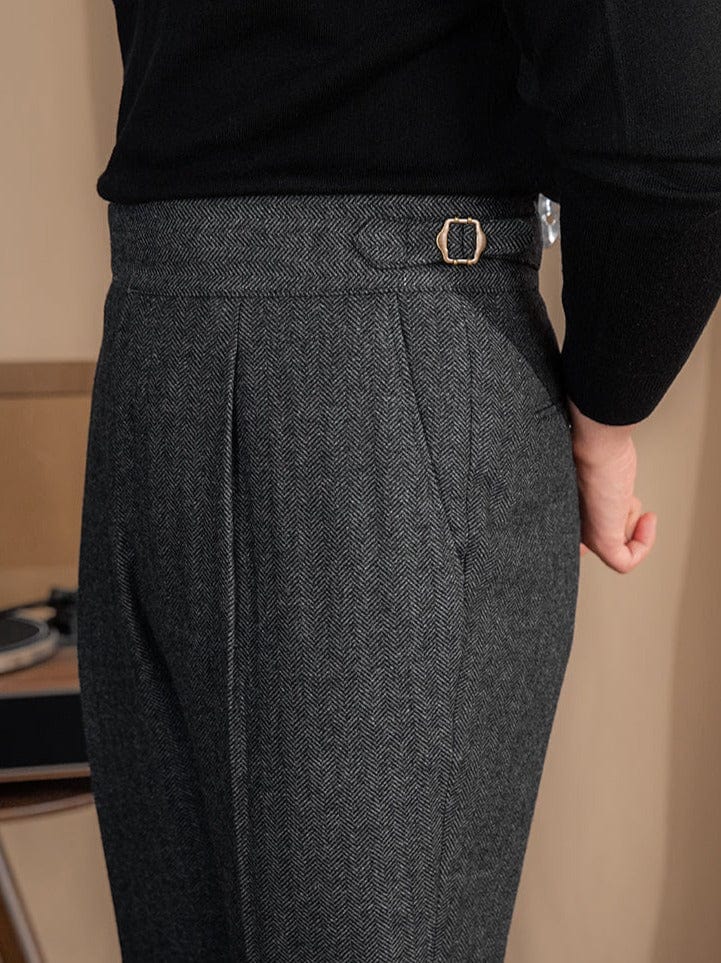 Klassische Wollmischung Plissierte Hose Herren