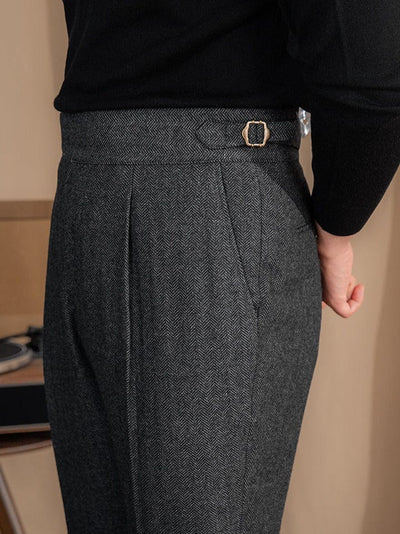 Klassische Wollmischung Plissierte Hose Herren