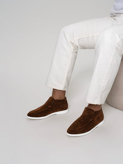 Hohe Wildleder-Loafer Dunkelbraun