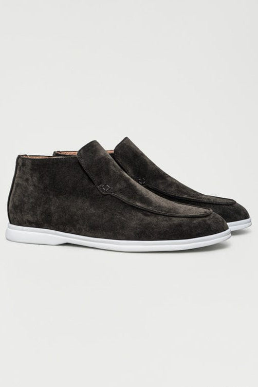 Hohe Wildleder-Loafer Dunkelgrau