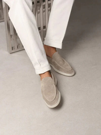 Henry - Niedrige Hellgrau Wildleder-Loafer