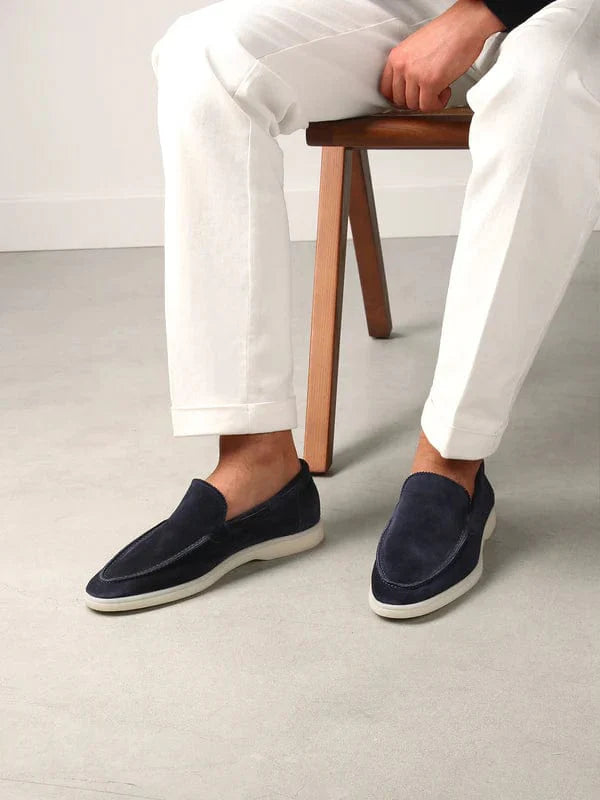 Carl - Niedrige Marineblau Wildleder-Loafer