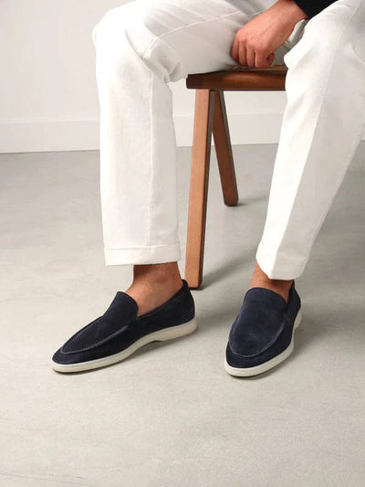 Carl - Niedrige Marineblau Wildleder-Loafer