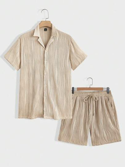 Sommer Atmungsaktives Texturiertes Shorts Set