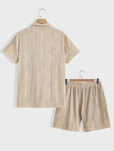 Sommer Atmungsaktives Texturiertes Shorts Set
