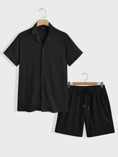 Sommer Atmungsaktives Texturiertes Shorts Set