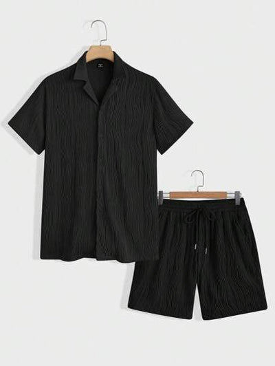 Sommer Atmungsaktives Texturiertes Shorts Set