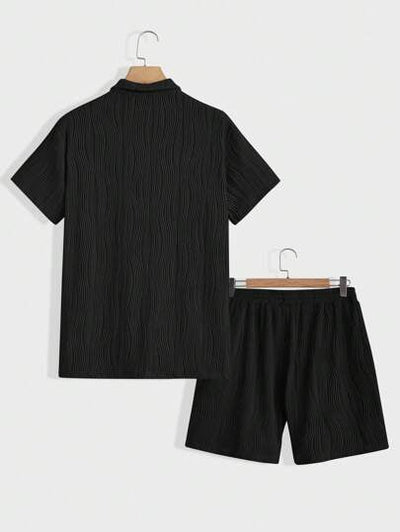 Sommer Atmungsaktives Texturiertes Shorts Set