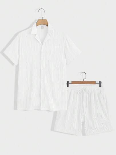 Sommer Atmungsaktives Texturiertes Shorts Set