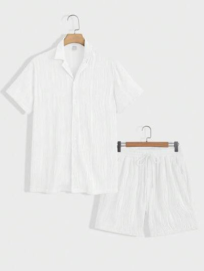 Sommer Atmungsaktives Texturiertes Shorts Set