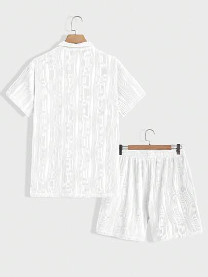 Sommer Atmungsaktives Texturiertes Shorts Set