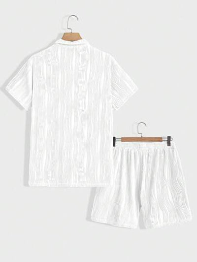 Sommer Atmungsaktives Texturiertes Shorts Set