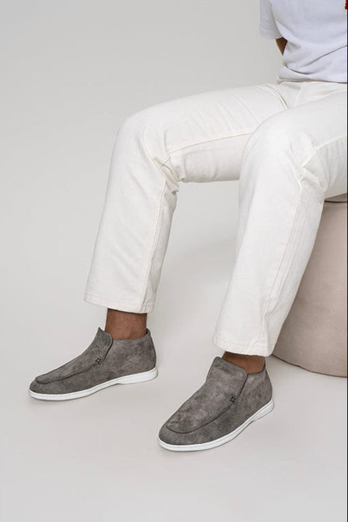 Hohe Wildleder-Loafer Grau