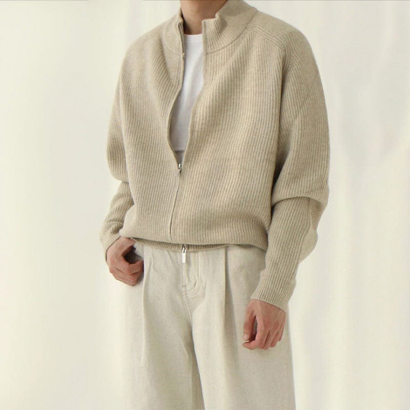 Herren Lässiger Zip Rollkragenpullover