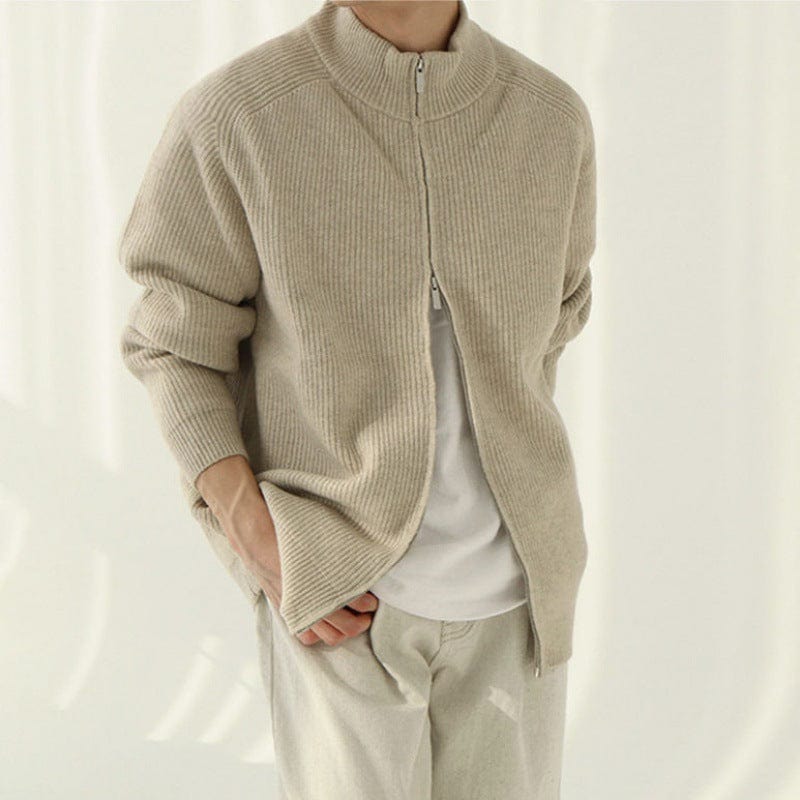 Herren Lässiger Zip Rollkragenpullover