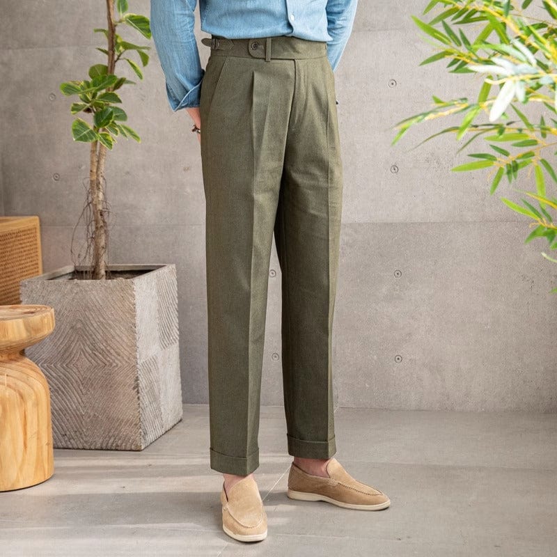 Adelbert - Herren Hochtaillierte Plissierte Hose