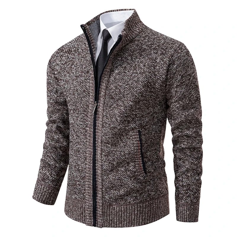 Herren-Pullover mit Stehkragen und durchgehendem Reißverschluss