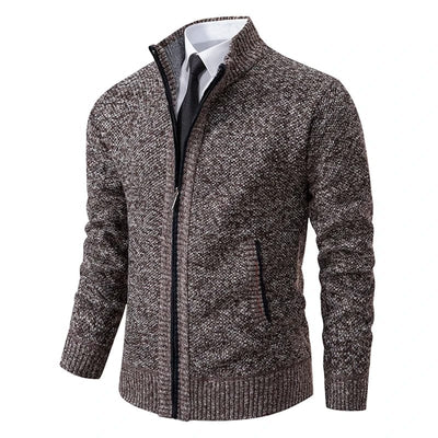 Herren-Pullover mit Stehkragen und durchgehendem Reißverschluss