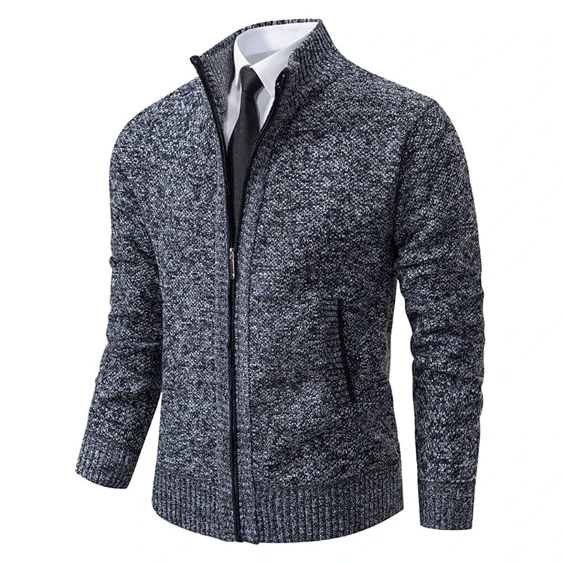 Herren-Pullover mit Stehkragen und durchgehendem Reißverschluss
