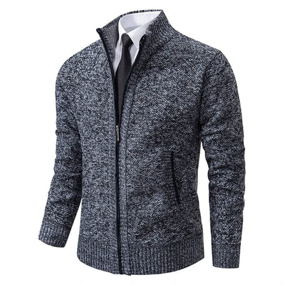 Herren-Pullover mit Stehkragen und durchgehendem Reißverschluss