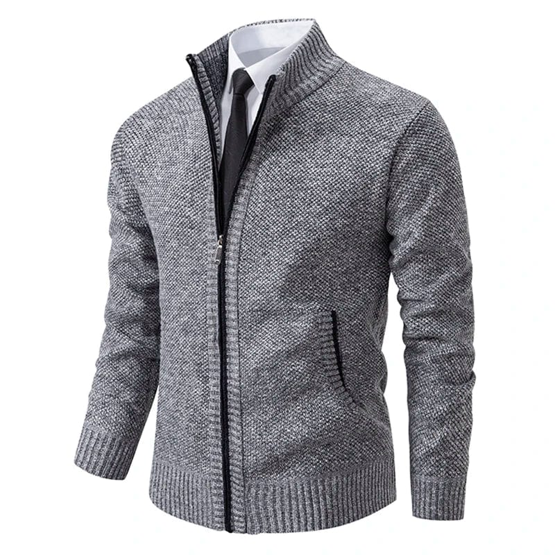 Herren-Pullover mit Stehkragen und durchgehendem Reißverschluss