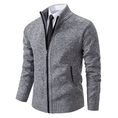 Herren-Pullover mit Stehkragen und durchgehendem Reißverschluss
