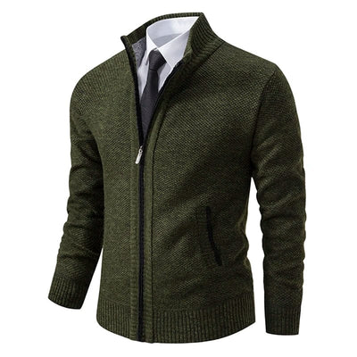 Herren-Pullover mit Stehkragen und durchgehendem Reißverschluss