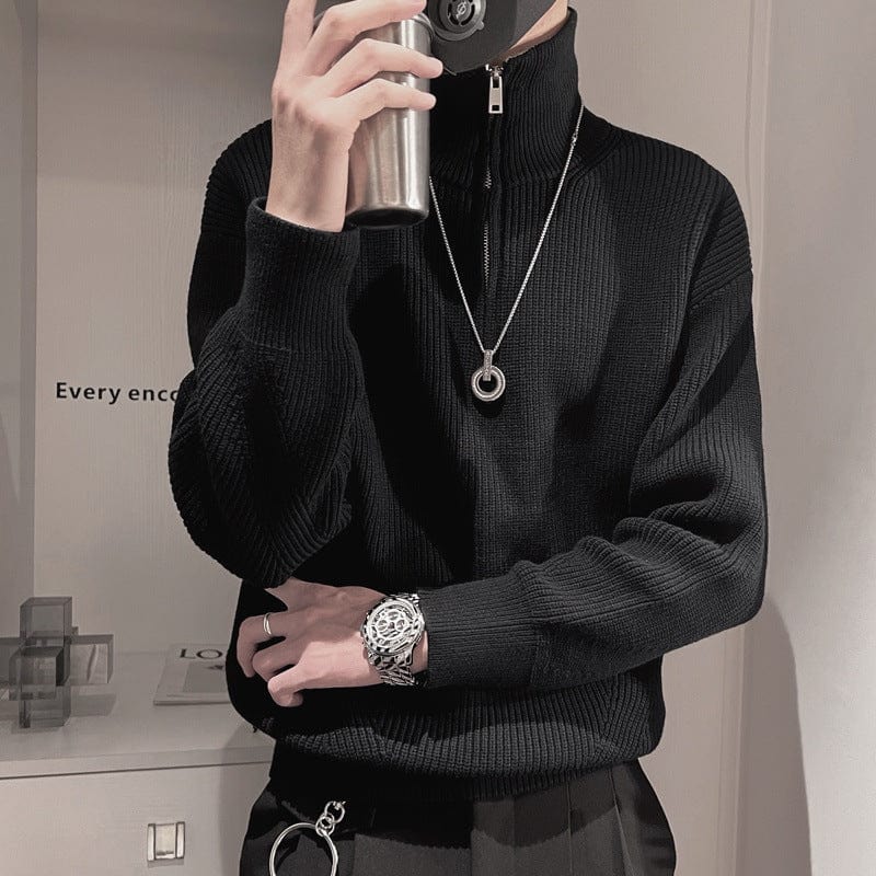 Elijah - Herren-Strickpullover mit hohem Kragen
