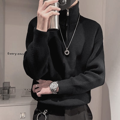 Elijah - Herren-Strickpullover mit hohem Kragen