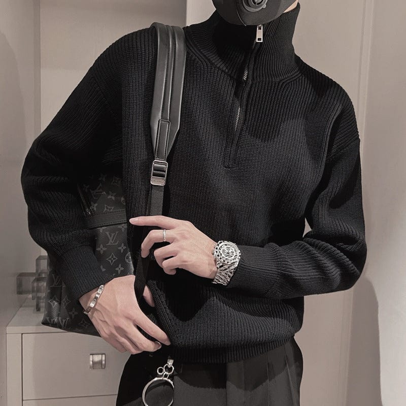 Elijah - Herren-Strickpullover mit hohem Kragen