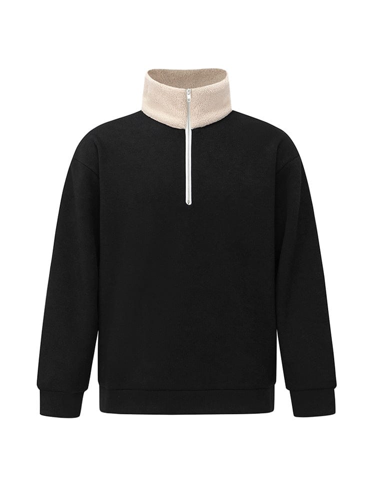 Plüsch-Winterpullover mit Viertelreißverschluss