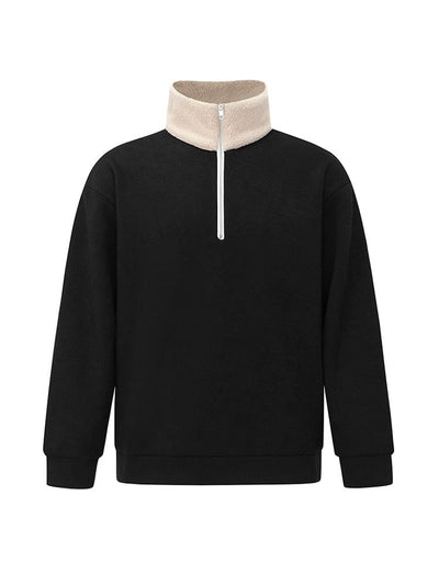 Plüsch-Winterpullover mit Viertelreißverschluss