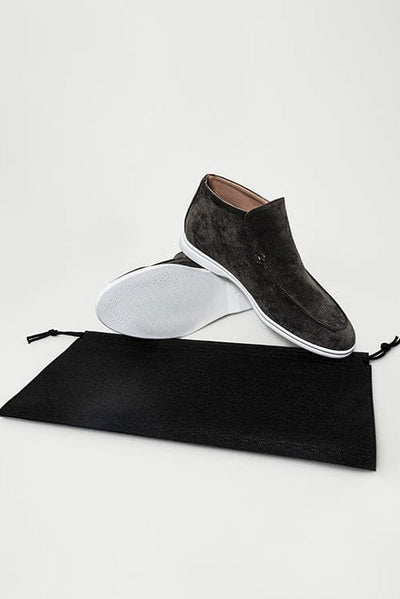 Hohe Wildleder-Loafer Dunkelgrau
