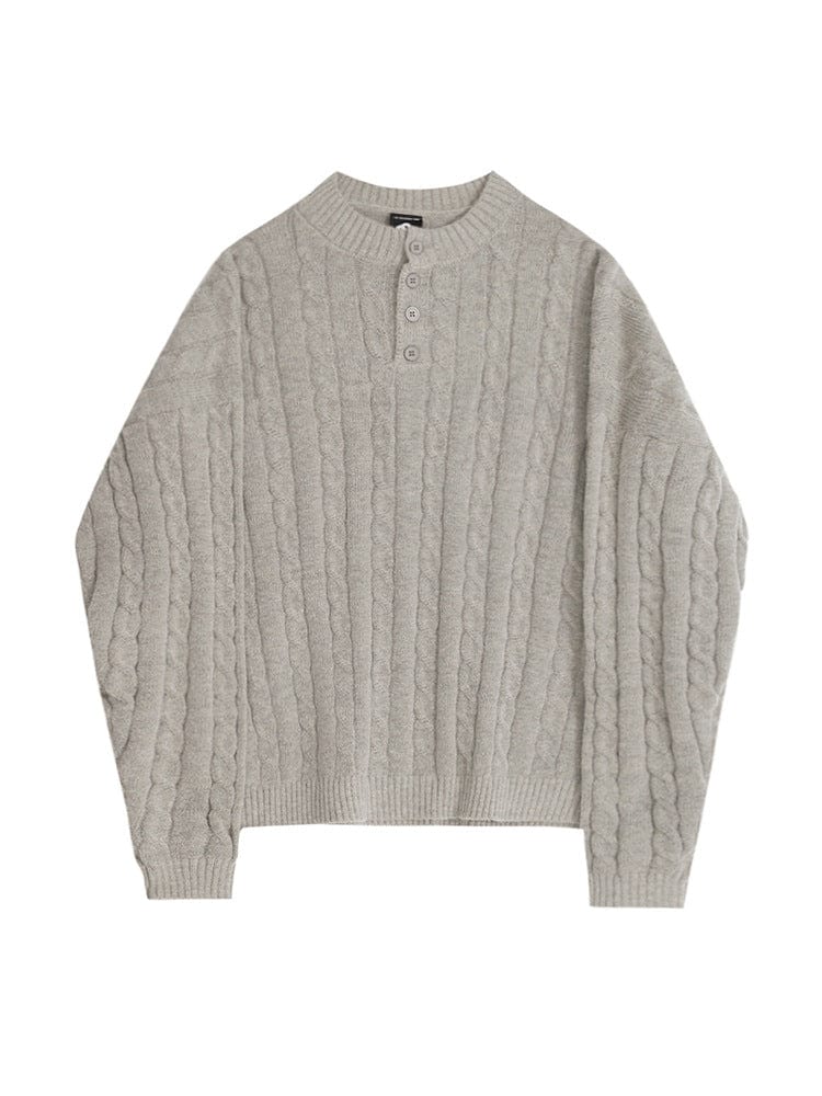 Herren Woll Henley Kragen Pullover