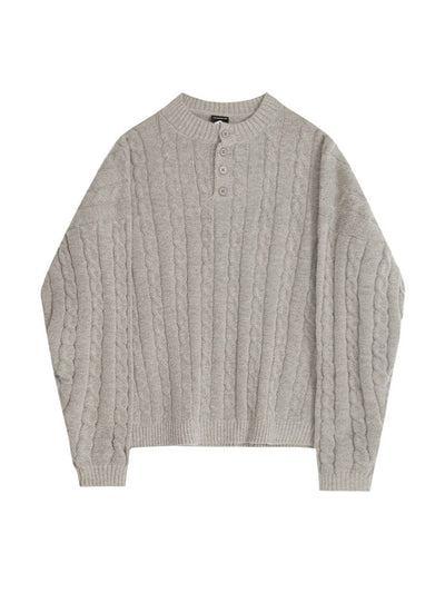 Herren Woll Henley Kragen Pullover