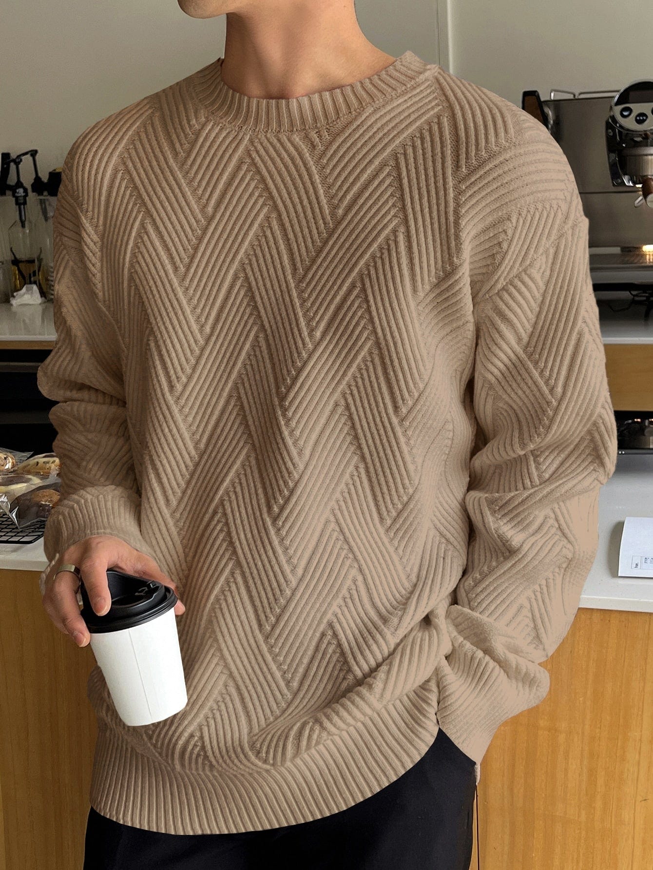 Stylischer Herren Zopfmuster Pullover