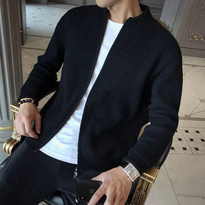 Eleganter Herren Baumwolle Vollreißverschluss Cardigan