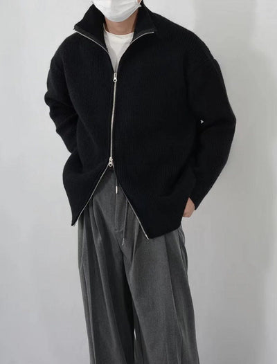 Winter Voll-Reißverschluss Strickpullover Herren