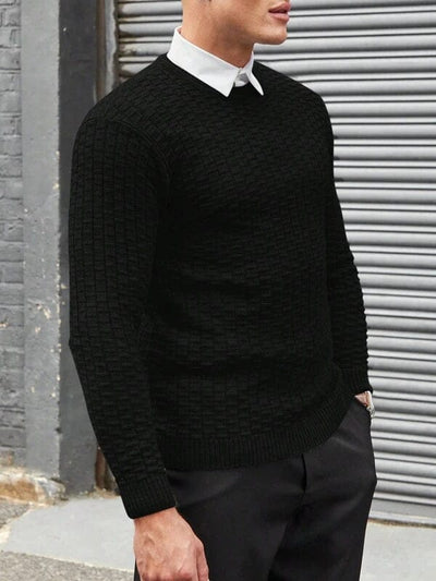 Eleganter Jacquard Strickpullover Herren