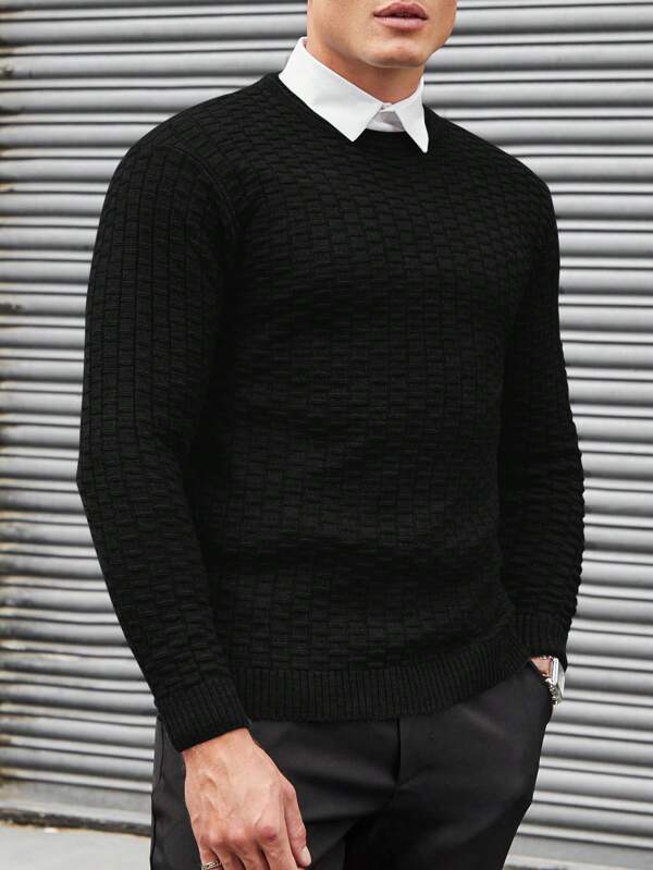 Eleganter Jacquard Strickpullover Herren