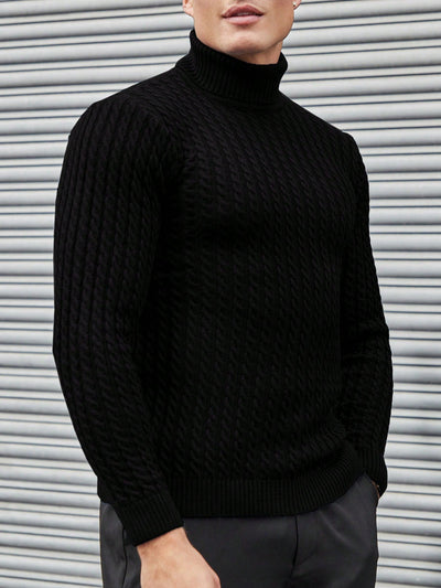 Strukturierter Rollkragen Strickpullover Herren