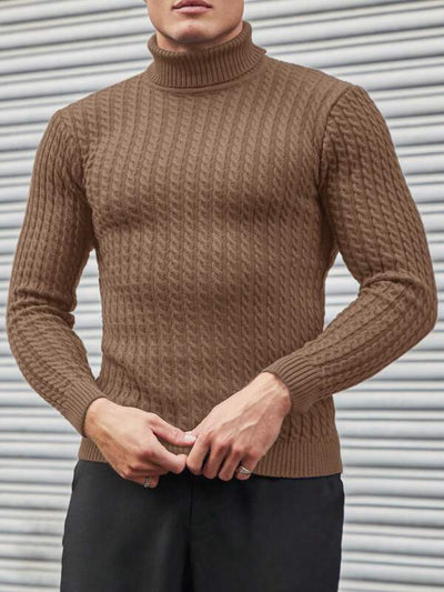 Strukturierter Rollkragen Strickpullover Herren