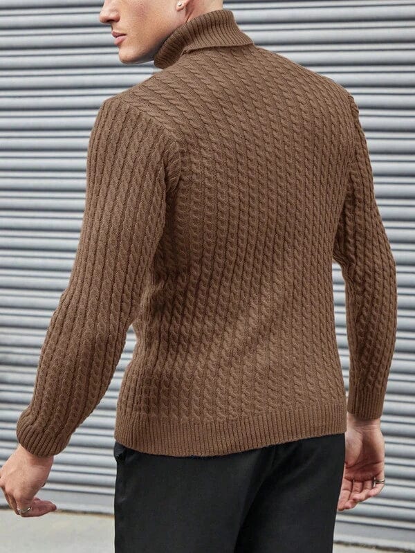 Strukturierter Rollkragen Strickpullover Herren