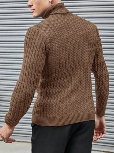 Strukturierter Rollkragen Strickpullover Herren