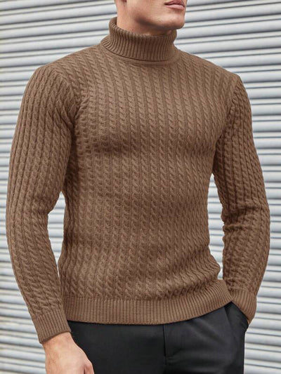 Strukturierter Rollkragen Strickpullover Herren