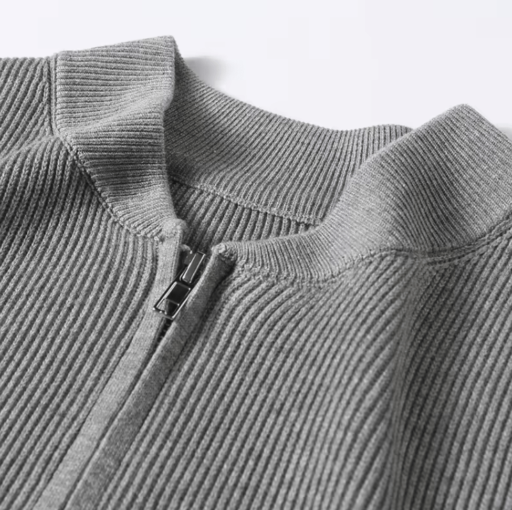Eleganter Herren Baumwolle Vollreißverschluss Cardigan